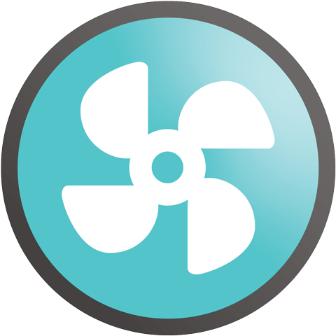 MNR_CapitalTimeline_sq White boat probeller icon on an aqua background